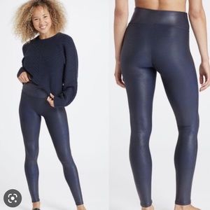 Spanx navy blue faux leather leggings